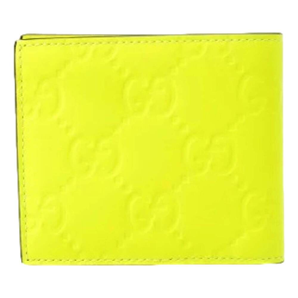 Gucci GG Leather Neon Yellow Rubber Effect Bifold